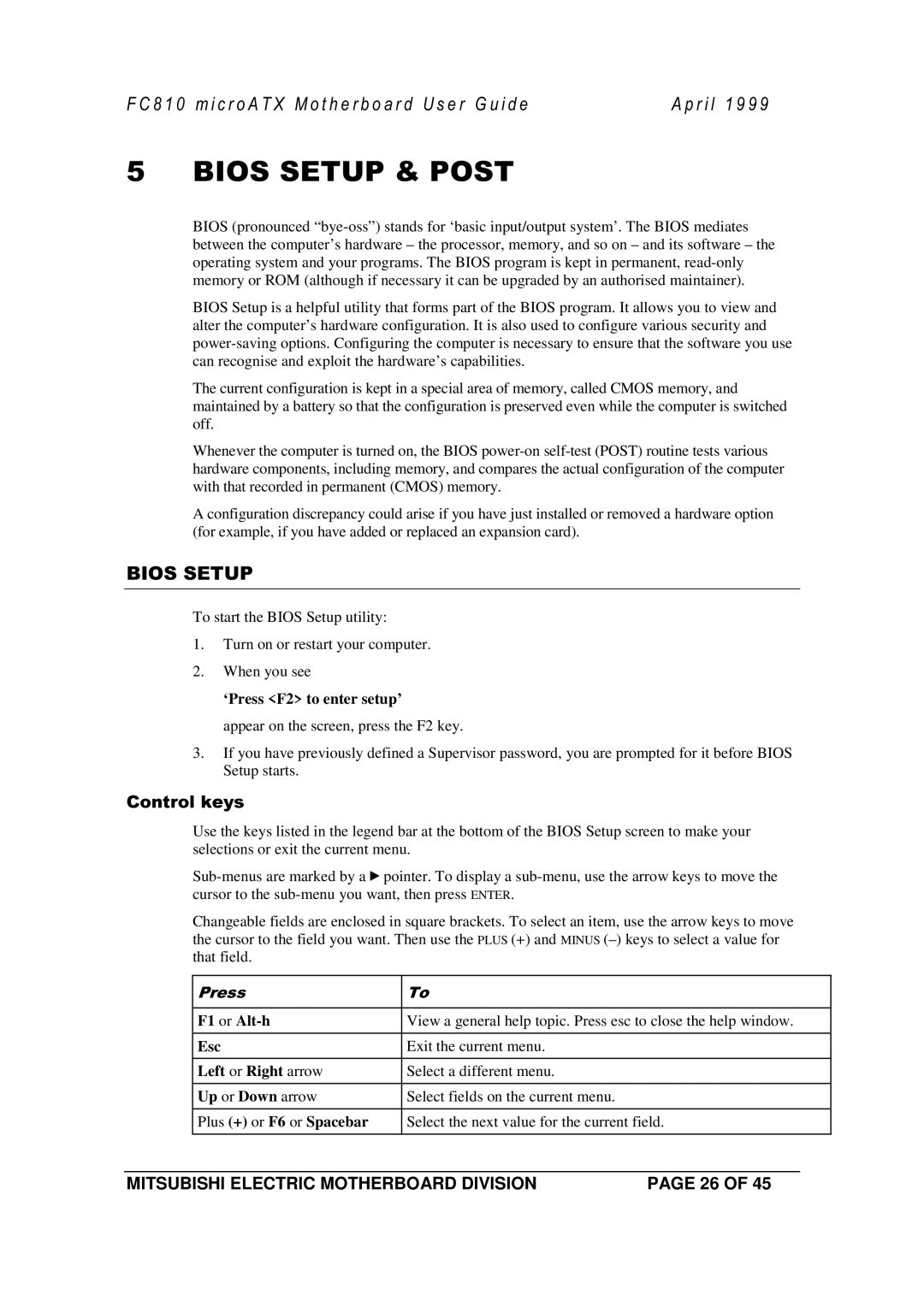 Mitsubishi Electronics FC810 manual F1 or Alt-h 