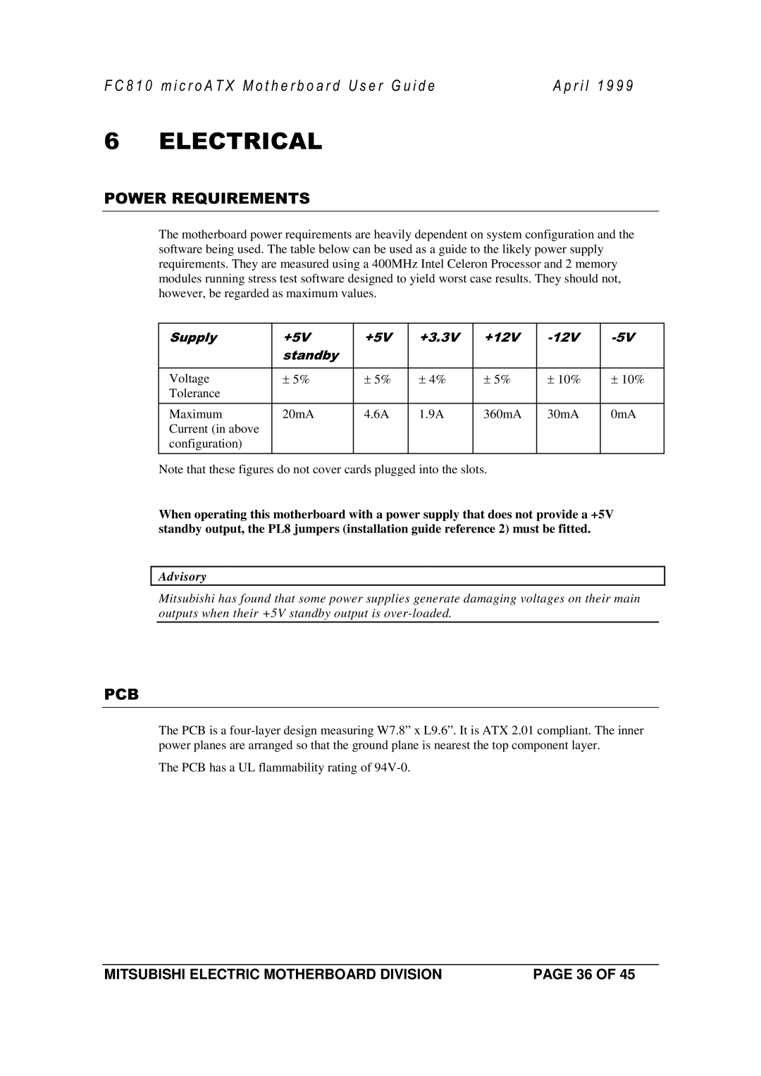 Mitsubishi Electronics FC810 manual Advisory 