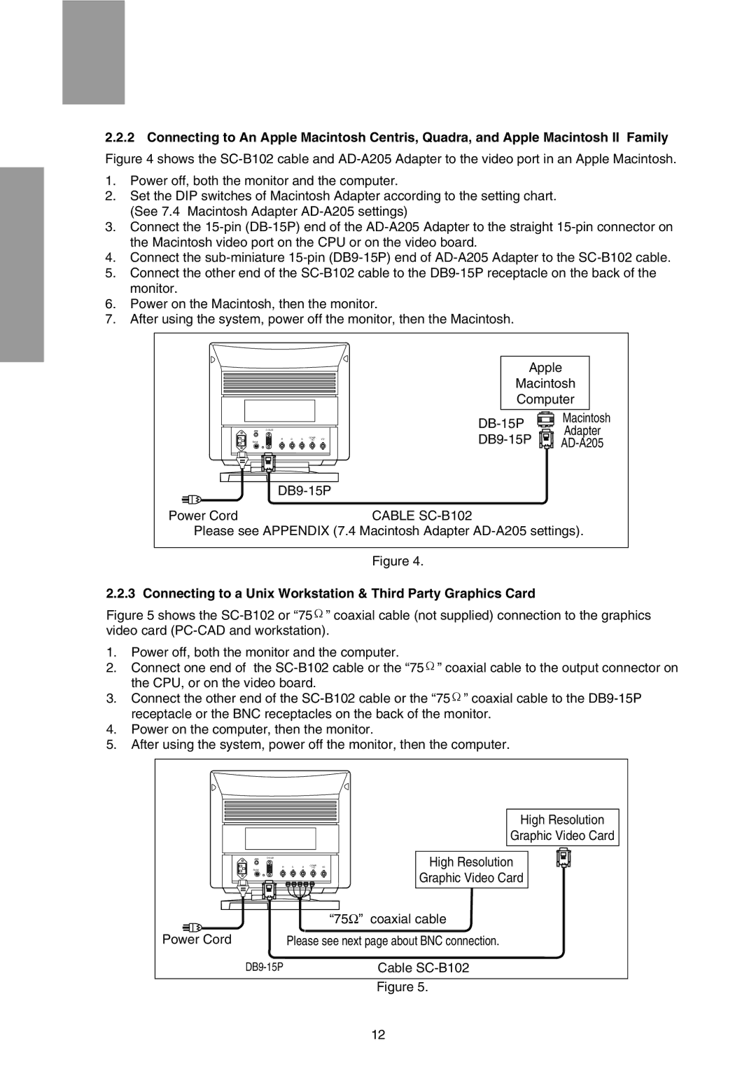 Mitsubishi Electronics FFT9905SKJHFW manual Connecting to a Unix Workstation & Third Party Graphics Card 