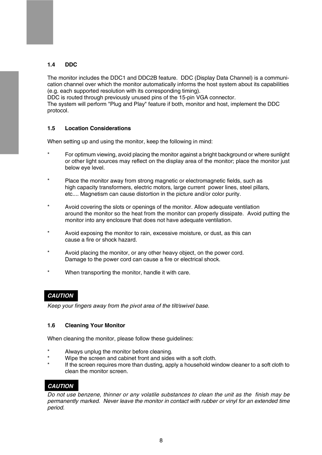 Mitsubishi Electronics FFT9905SKJHFW manual Ddc, Location Considerations, Cleaning Your Monitor 