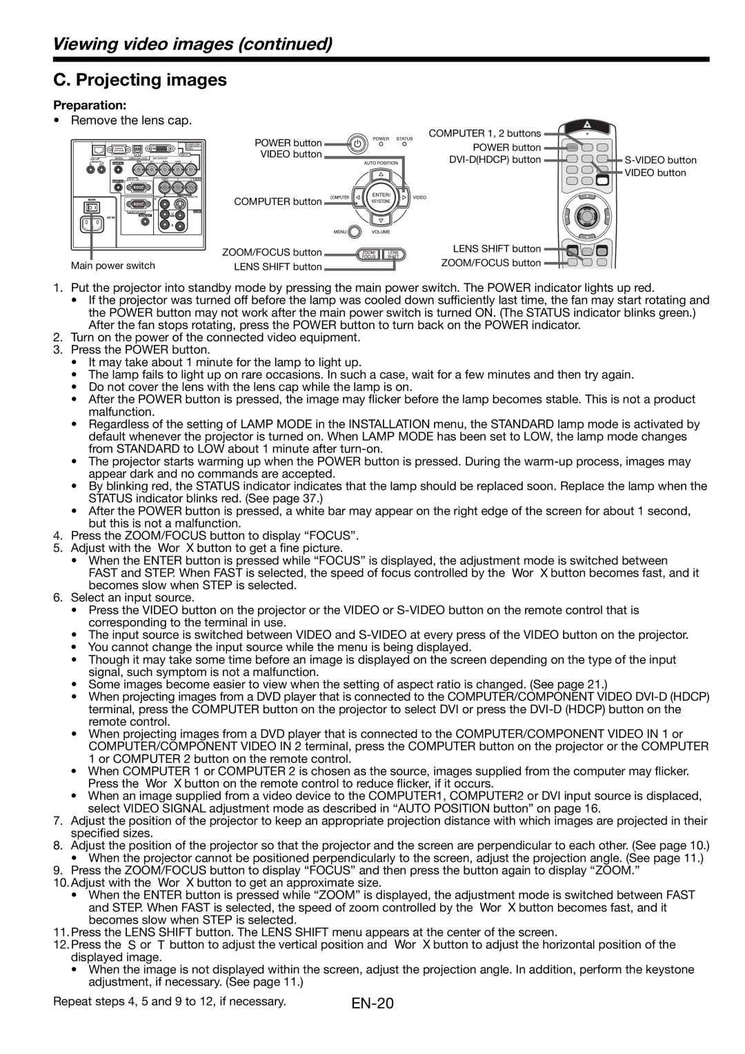 Mitsubishi Electronics FL7000 user manual EN-20 