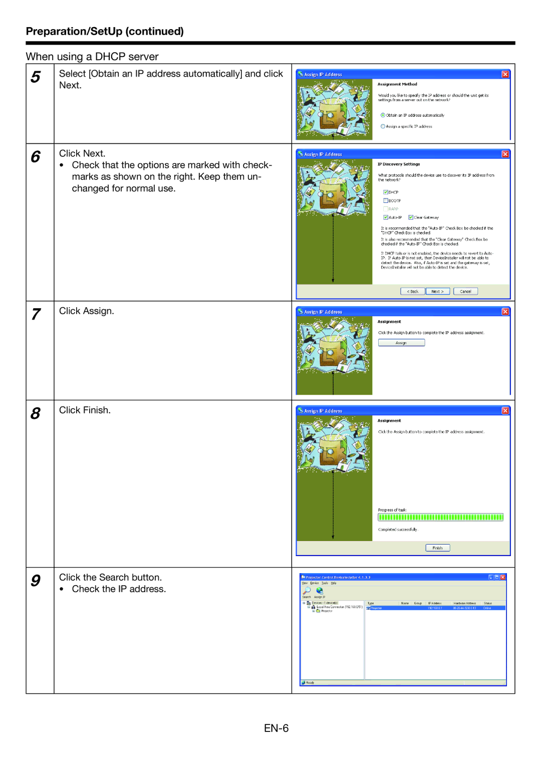 Mitsubishi Electronics FL7000U user manual When using a Dhcp server, EN-6 