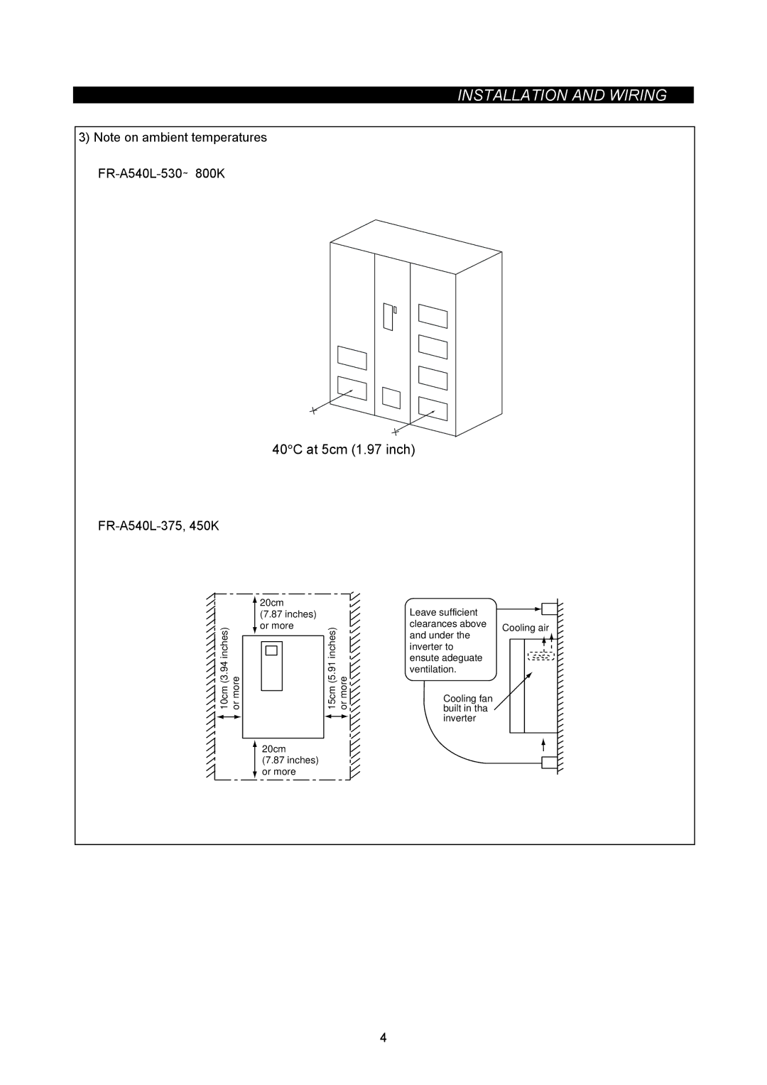 Mitsubishi Electronics FR-A500L instruction manual At 5cm 1.97 inch 