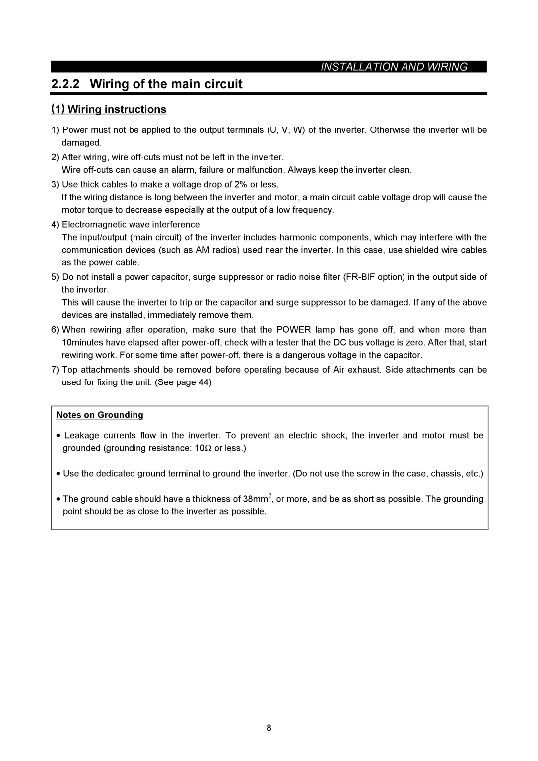 Mitsubishi Electronics FR-A500L instruction manual Wiring of the main circuit, Wiring instructions 