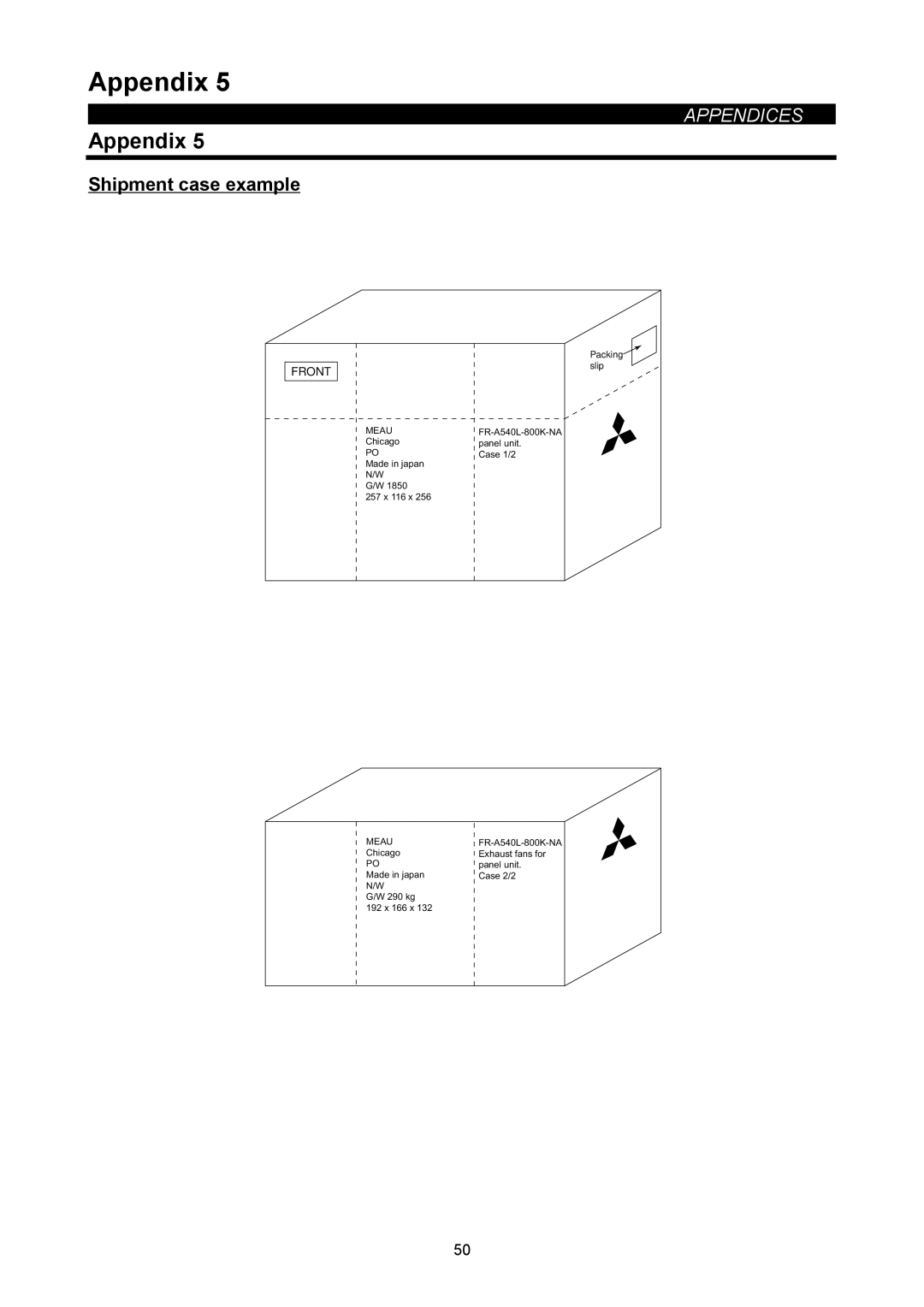 Mitsubishi Electronics FR-A500L instruction manual Shipment case example 