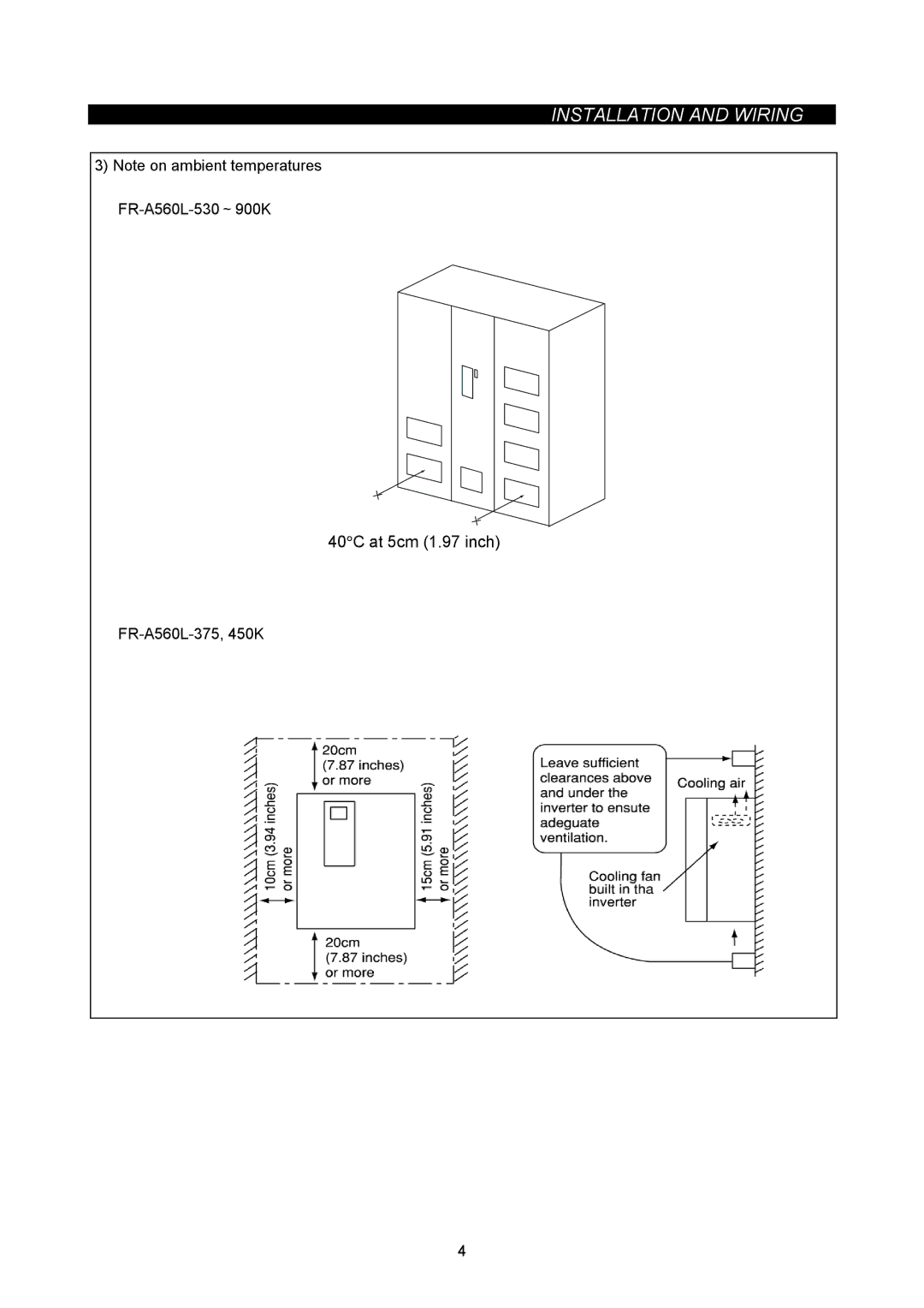 Mitsubishi Electronics FR-A500L instruction manual At 5cm 1.97 inch 