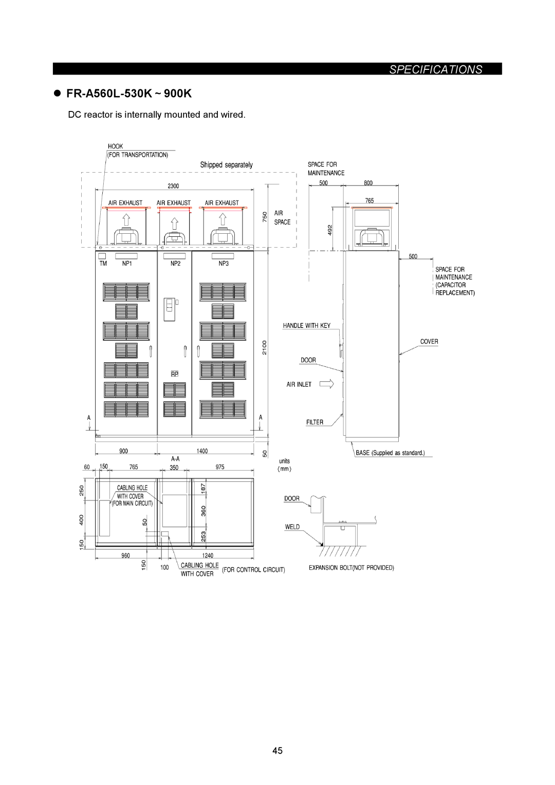 Mitsubishi Electronics FR-A500L instruction manual FR-A560L-530K～900K 