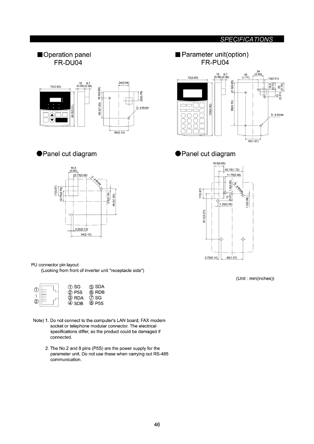 Mitsubishi Electronics FR-A500L instruction manual Specifications 