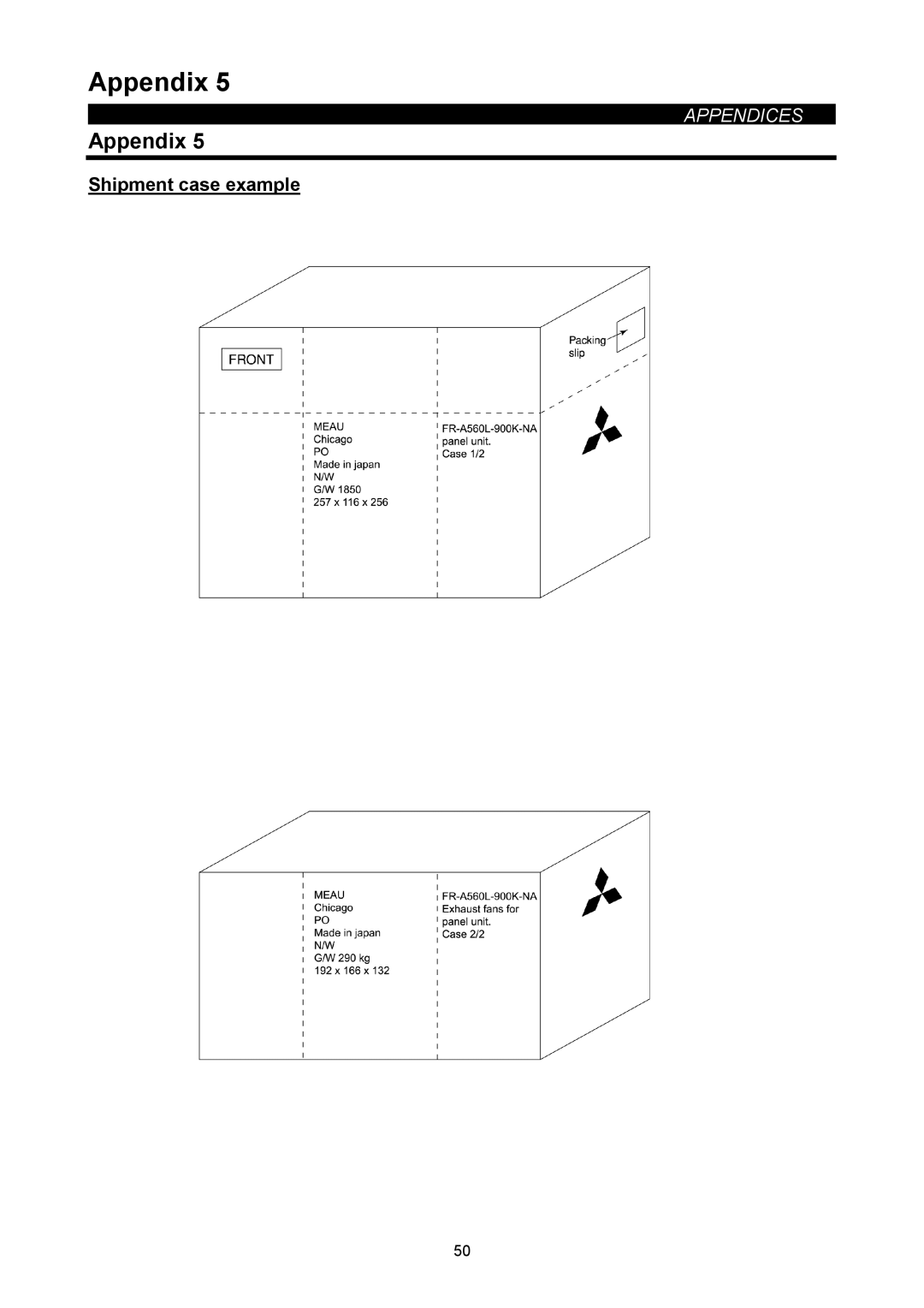 Mitsubishi Electronics FR-A500L instruction manual Shipment case example 