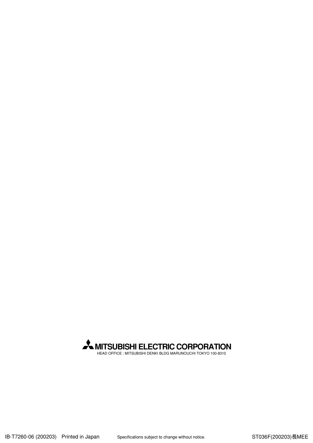 Mitsubishi Electronics FR-A500L instruction manual Mitsubishi Electric Corporation 