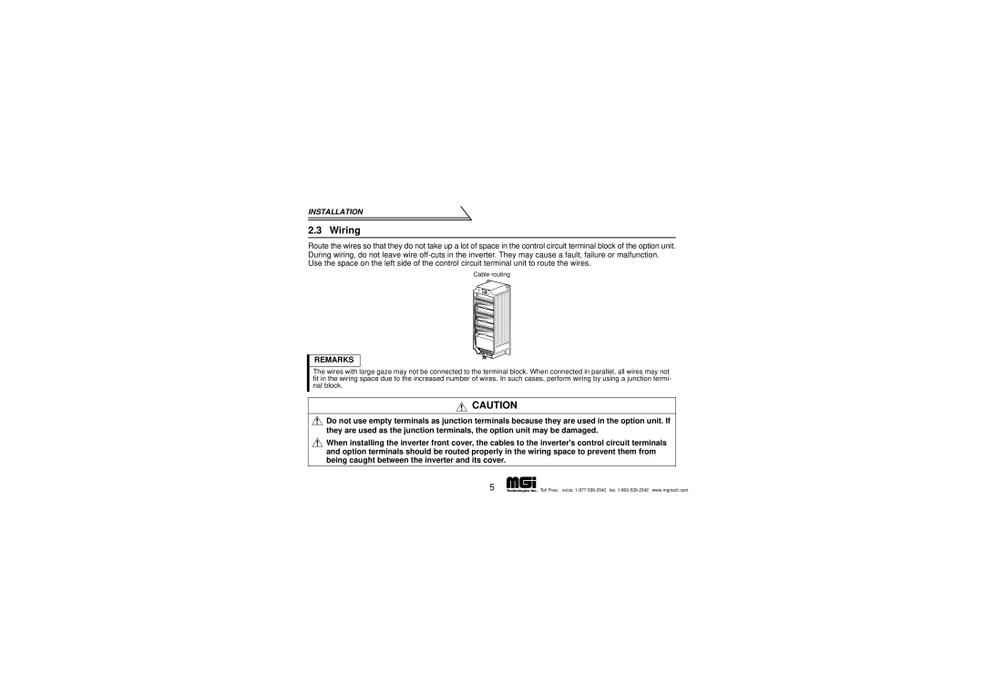 Mitsubishi Electronics FR-A5AR instruction manual Wiring, Remarks 