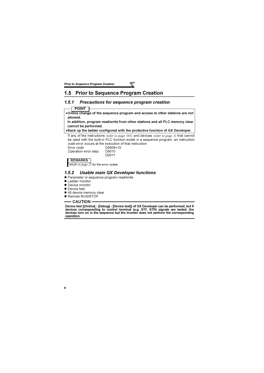 Mitsubishi Electronics 700 Series, FR-A700 Prior to Sequence Program Creation, Precautions for sequence program creation 