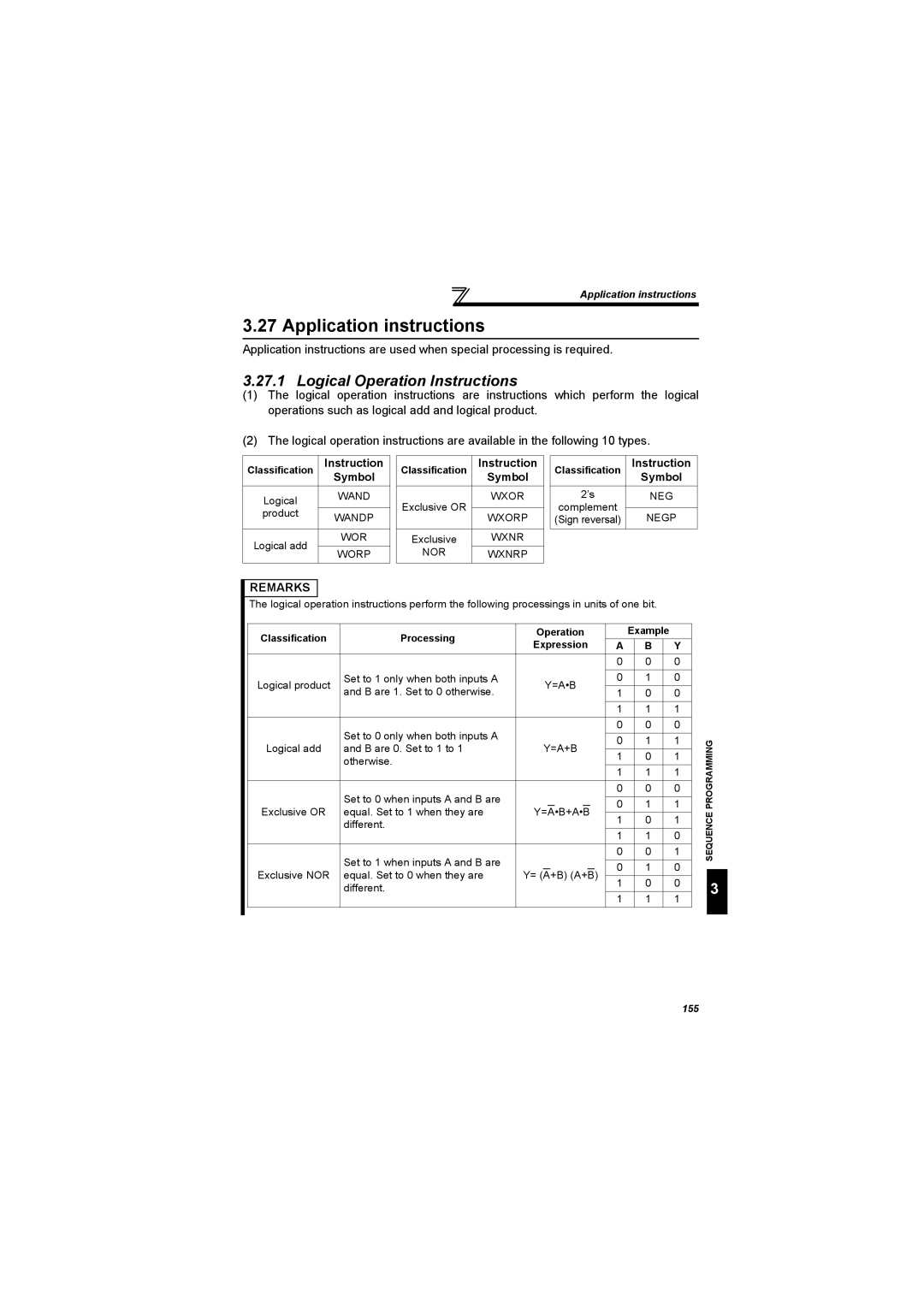 Mitsubishi Electronics FR-A700, 700 Series specifications Application instructions, Logical Operation Instructions 