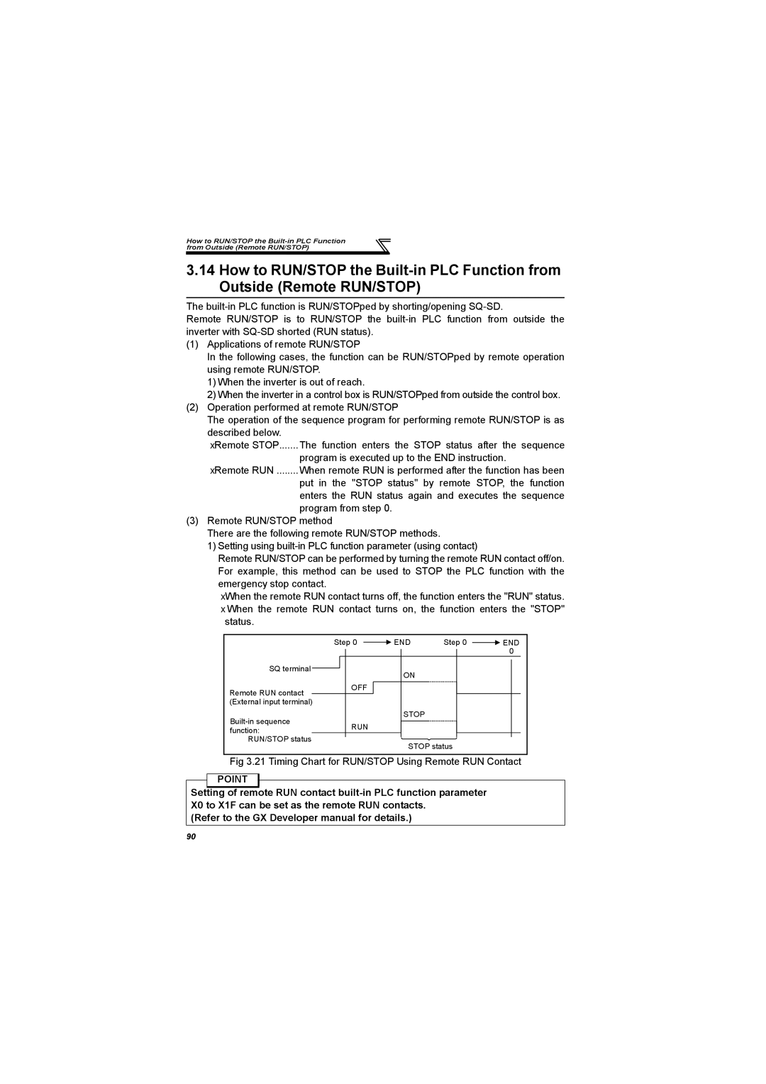 Mitsubishi Electronics 700 Series, FR-A700 specifications Timing Chart for RUN/STOP Using Remote RUN Contact 