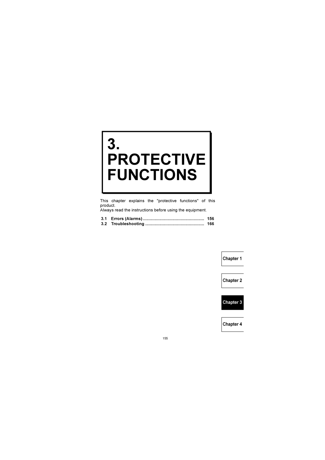 Mitsubishi Electronics FR-S500 Protective Functions, This chapter explains the protective functions of this 