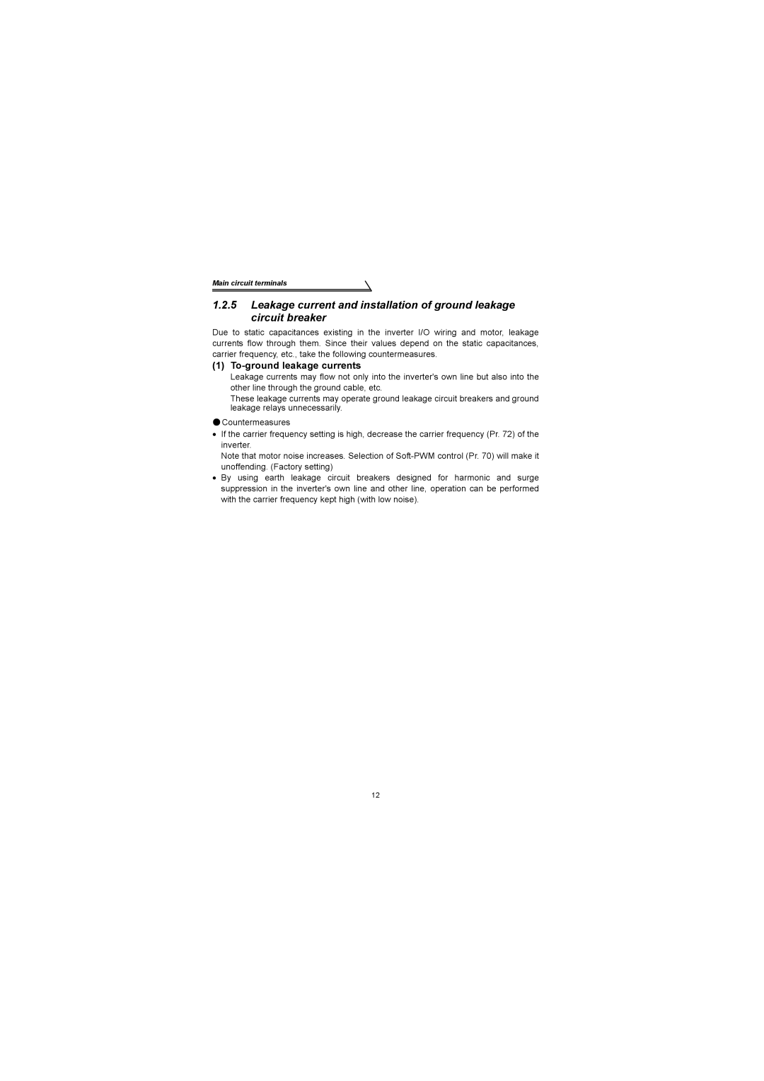 Mitsubishi Electronics FR-S500 instruction manual To-ground leakage currents 