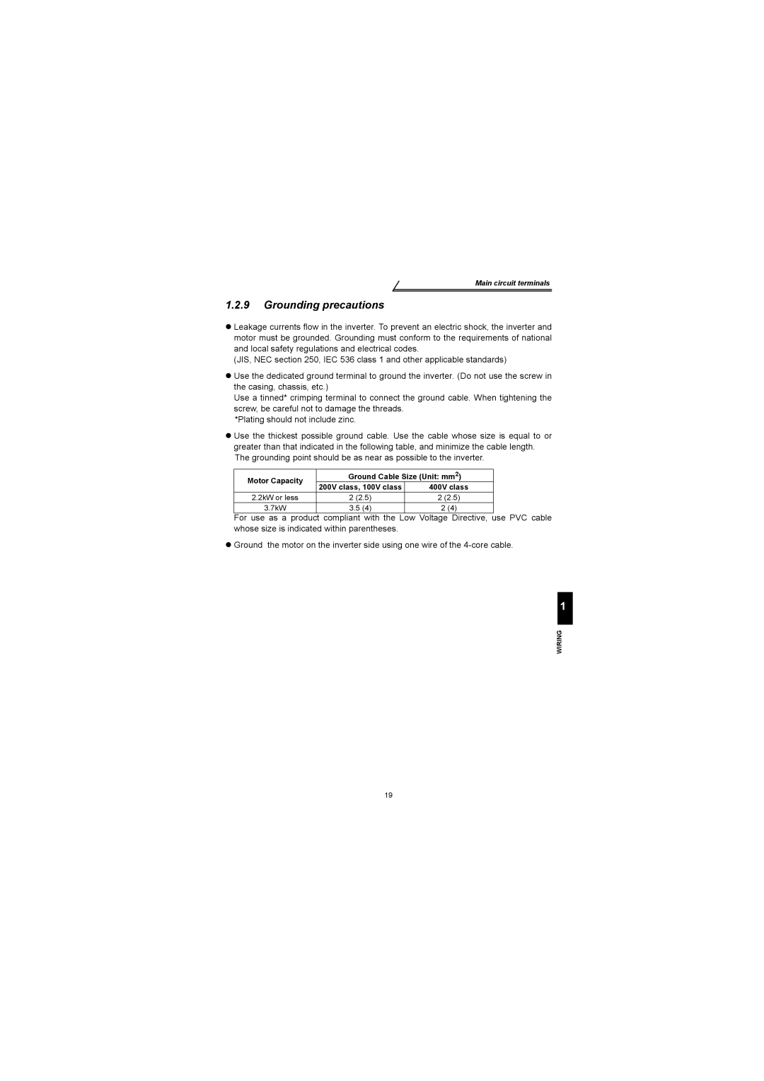 Mitsubishi Electronics FR-S500 instruction manual Grounding precautions 