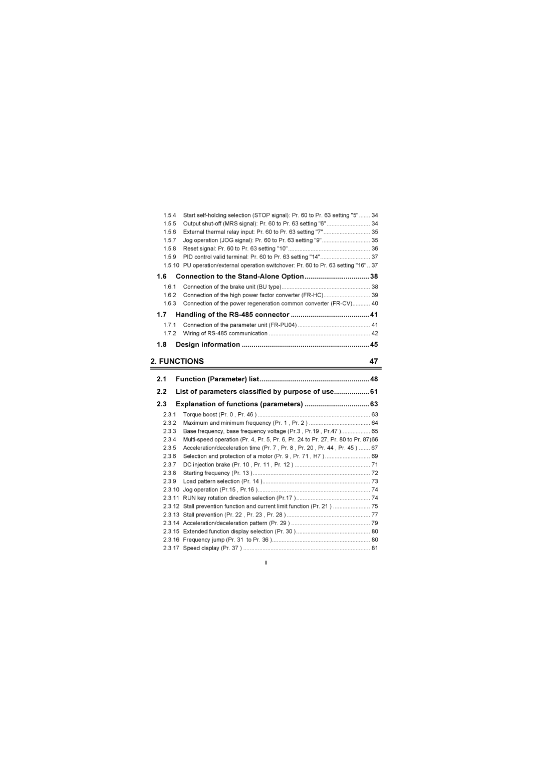 Mitsubishi Electronics FR-S500 Connection to the Stand-Alone Option, Handling of the RS-485 connector, Design information 