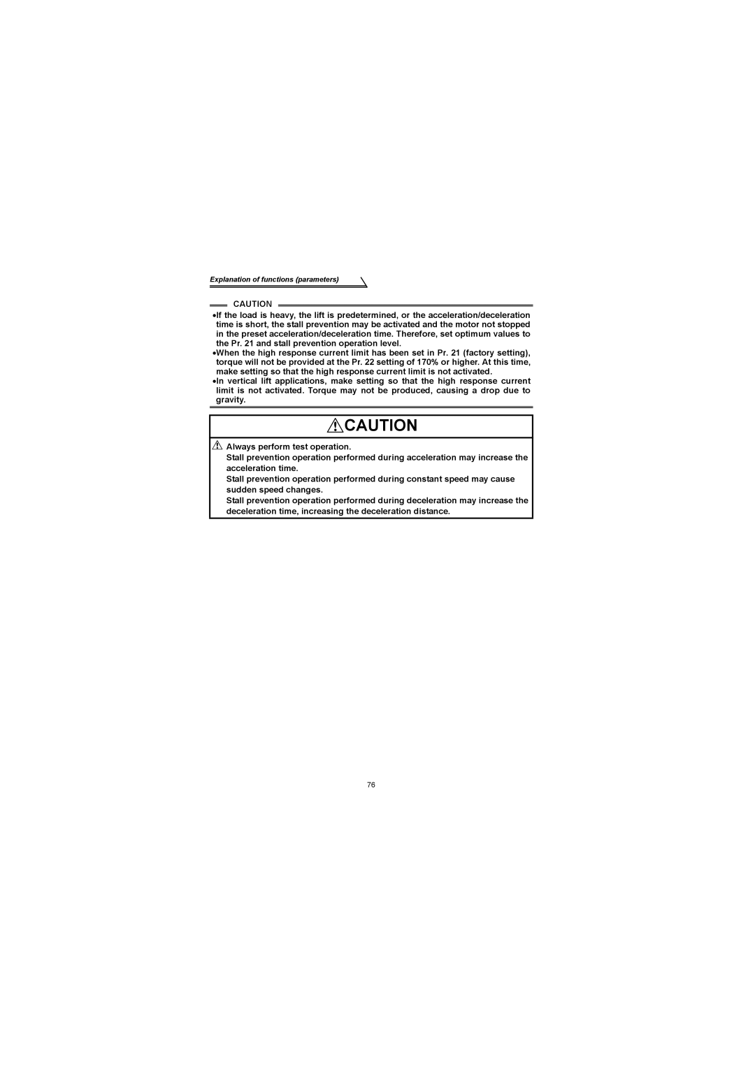 Mitsubishi Electronics FR-S500 instruction manual Explanation of functions parameters 