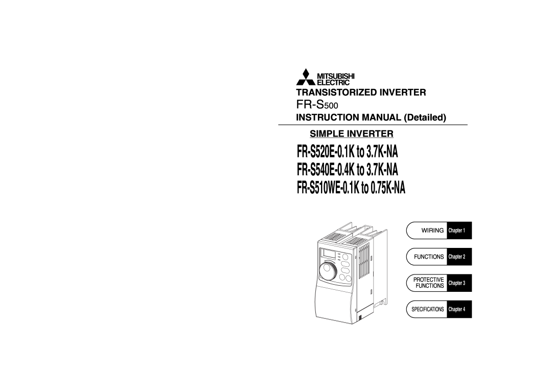 Mitsubishi Electronics FR-S500 instruction manual Transistorized Inverter, INSTRUCTION MANUAL Detailed SIMPLE INVERTER 