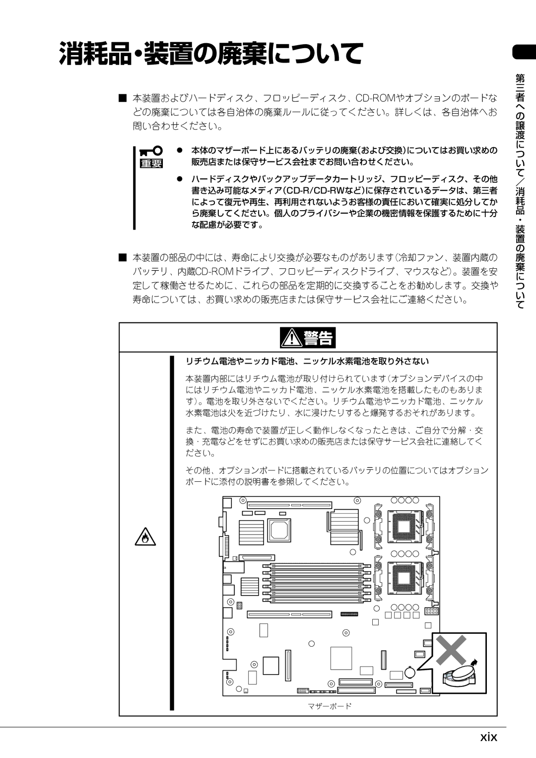 Mitsubishi Electronics FT8600  220Ra manual 消耗品･装置の廃棄について, Xix 