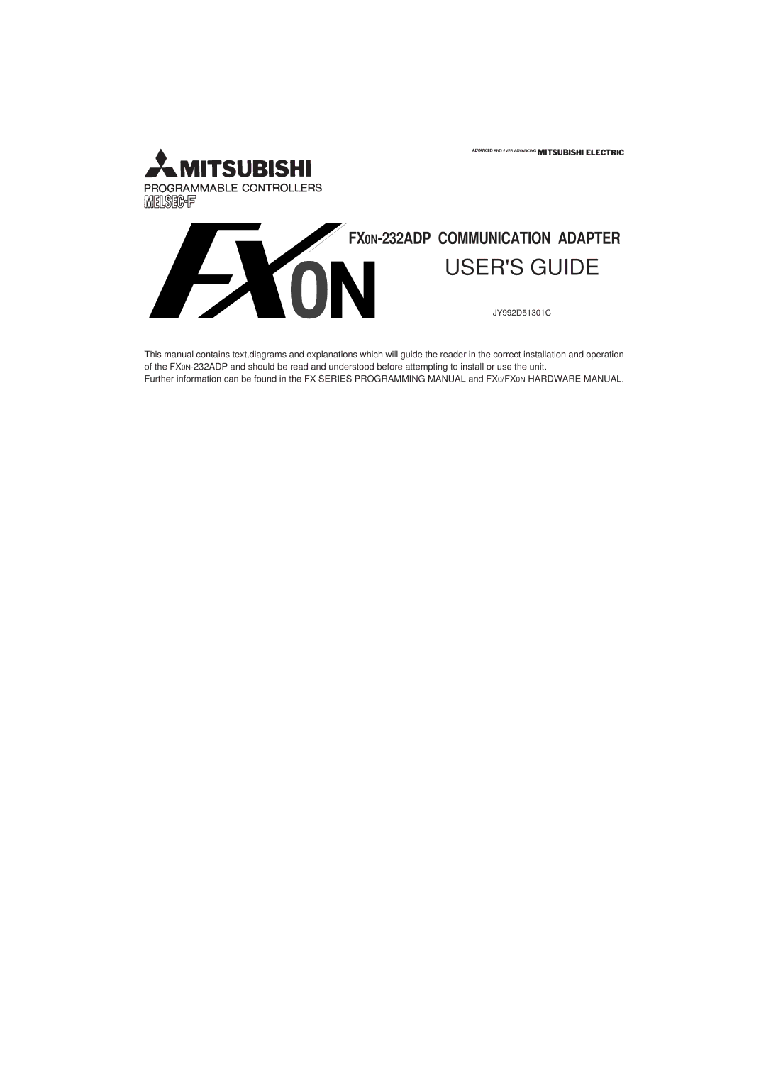 Mitsubishi Electronics FX0N-232ADP manual Users Guide 