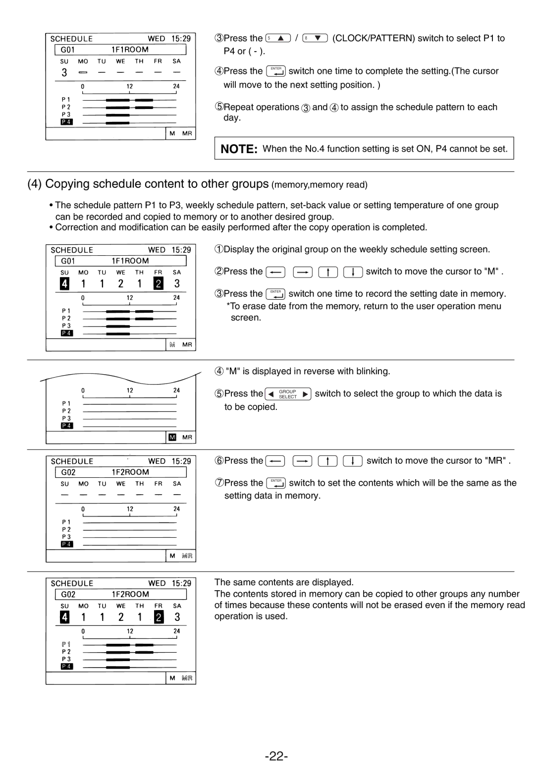 Mitsubishi Electronics G-50A appendix Copying schedule content to other groups memory,memory read 