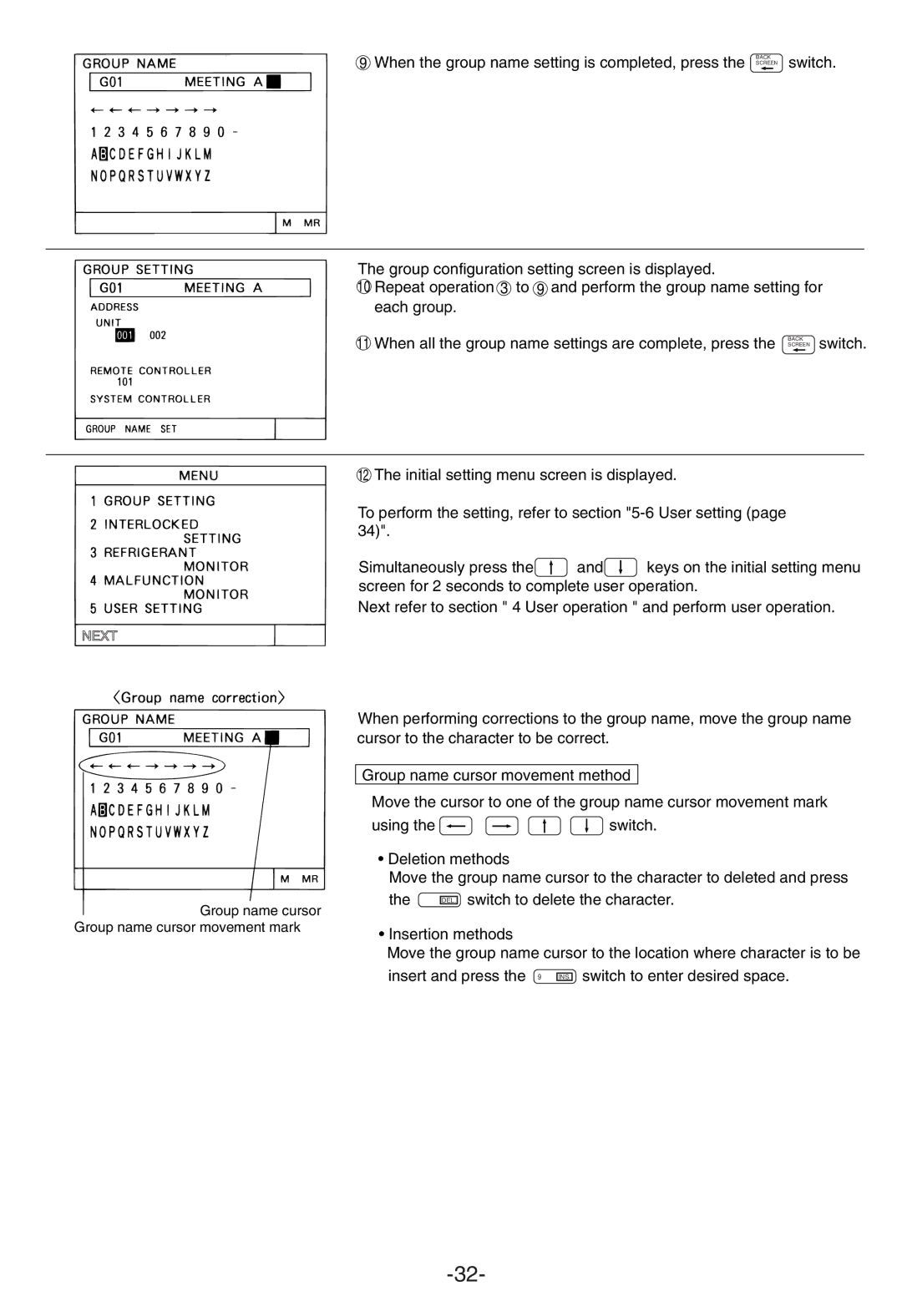 Mitsubishi Electronics G-50A appendix Group name cursor Group name cursor movement mark 