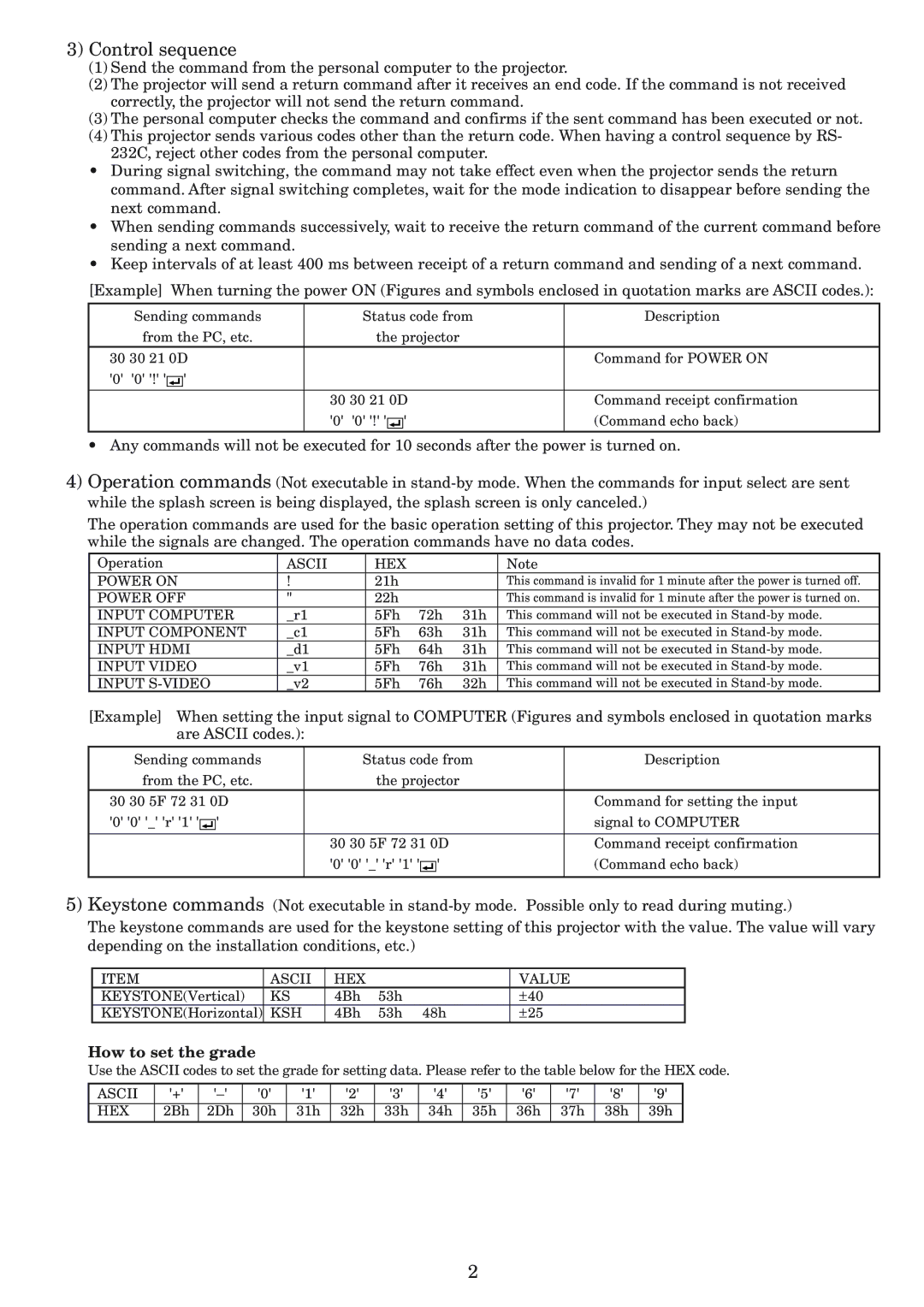 Mitsubishi Electronics HC1100 manual Control sequence, How to set the grade 