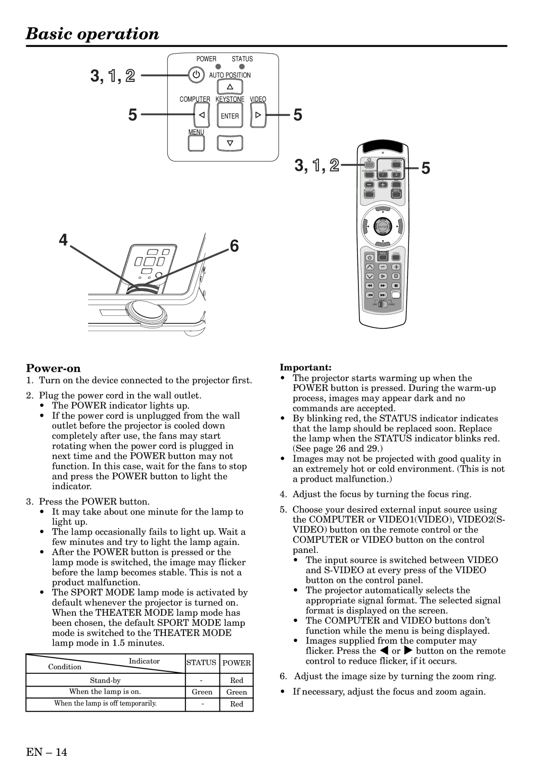 Mitsubishi Electronics HC3 user manual Basic operation, Power-on 