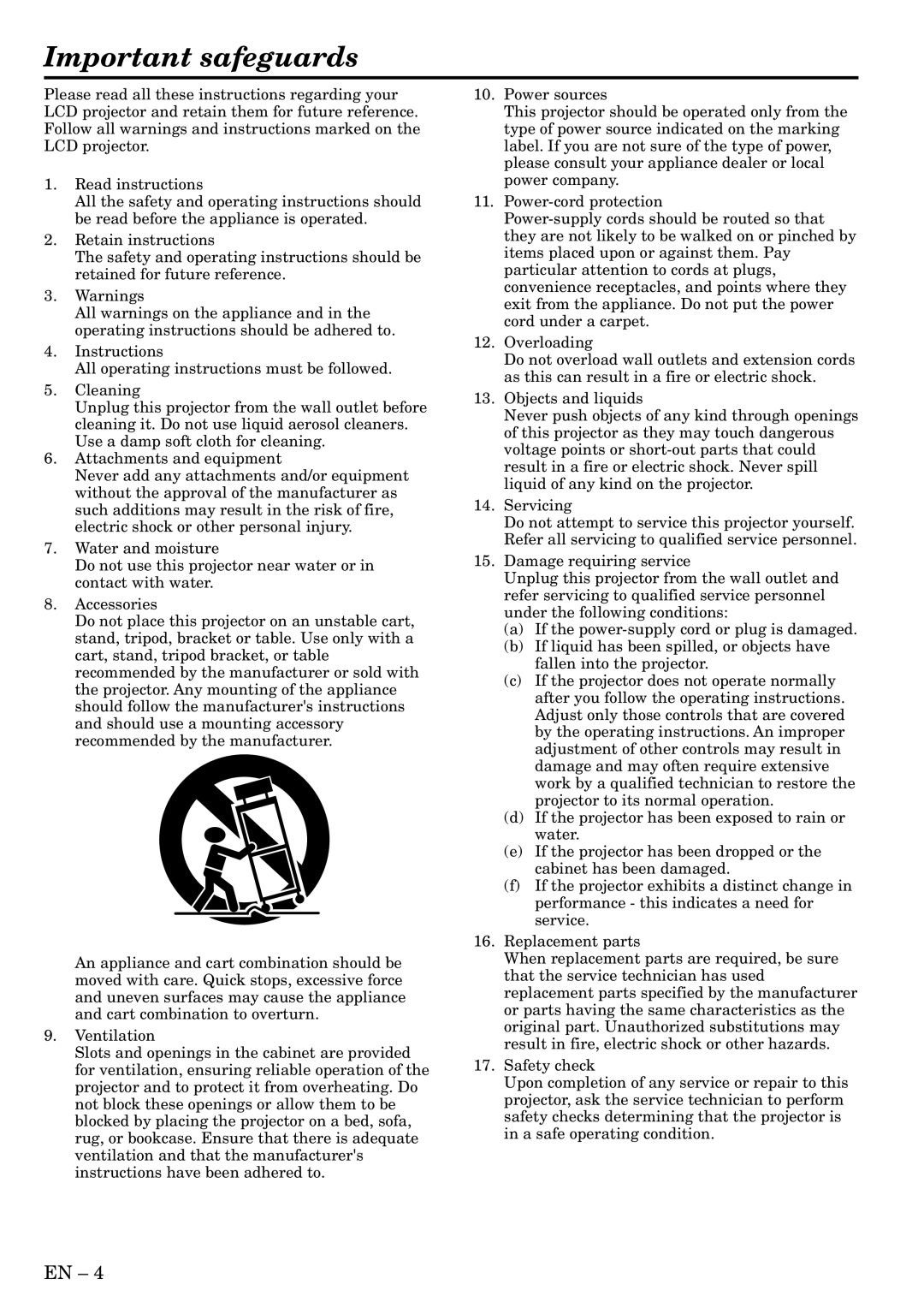 Mitsubishi Electronics HC3 user manual Important safeguards 