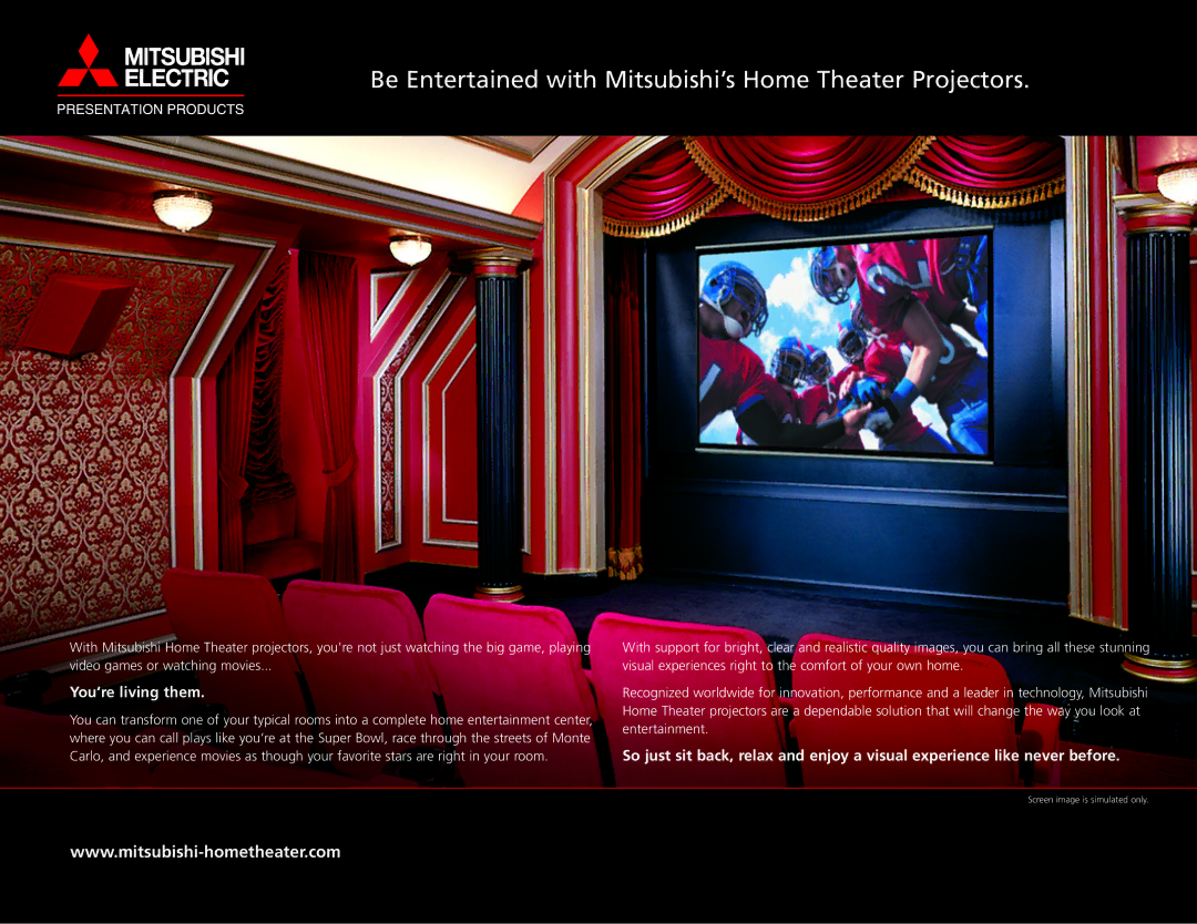 Mitsubishi Electronics hc3000u manual Be Entertained with Mitsubishi’s Home Theater Projectors 