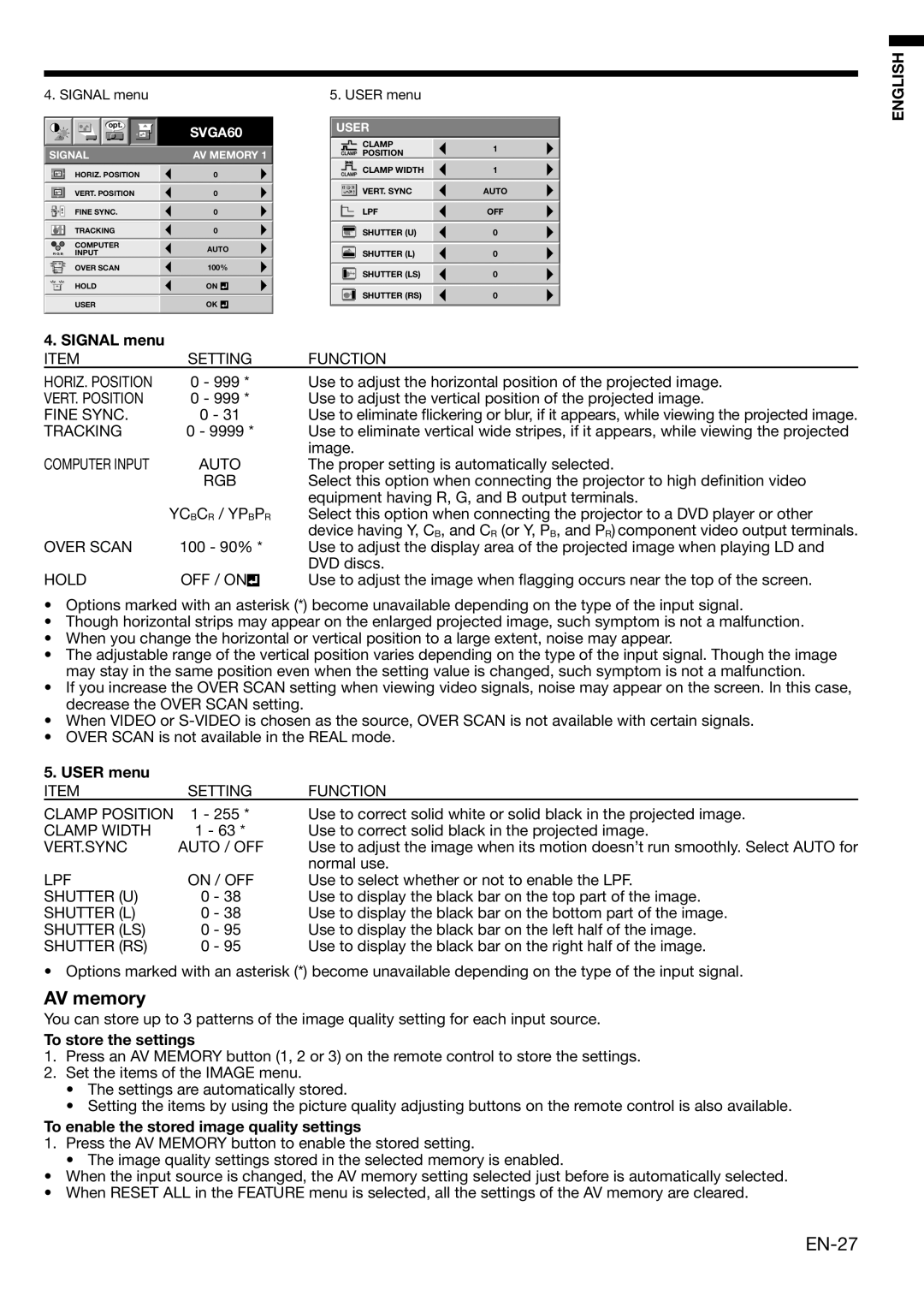 Mitsubishi Electronics HC3100 user manual AV memory, EN-27 