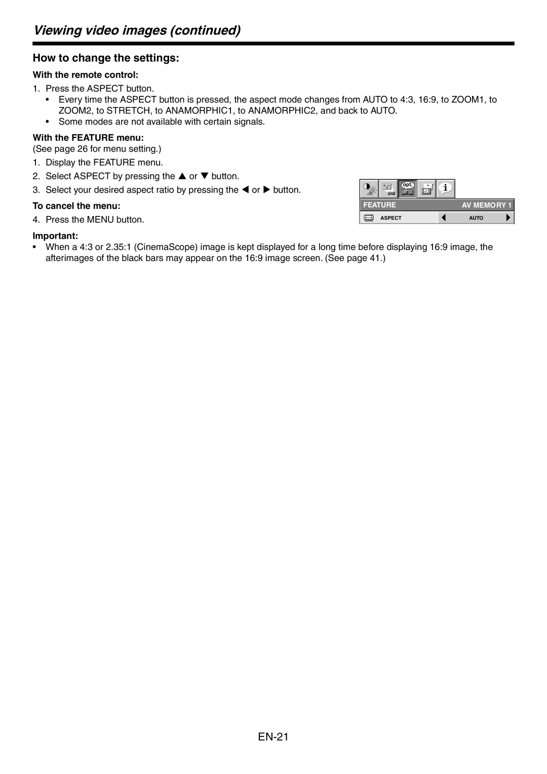 Mitsubishi Electronics HC3800 user manual How to change the settings, With the remote control 