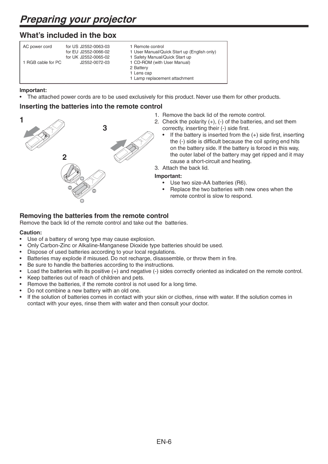 Mitsubishi Electronics HC3800 user manual Preparing your projector, What’s included in the box 