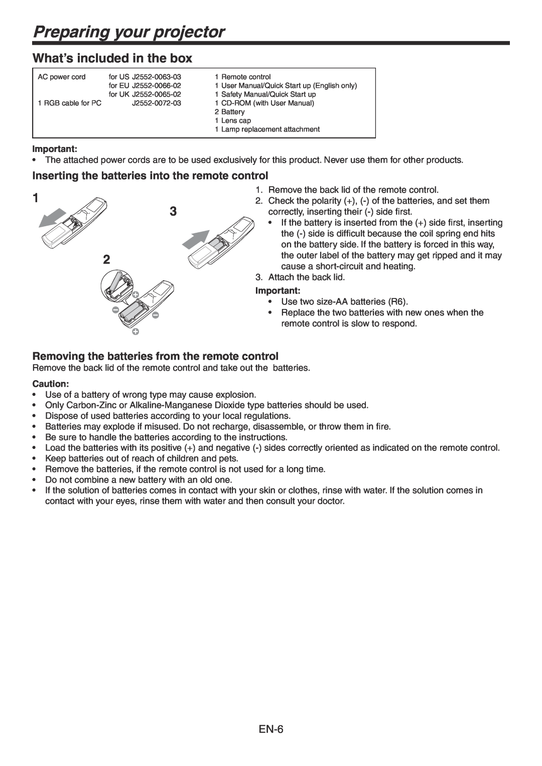 Mitsubishi Electronics HC3800 user manual Preparing your projector, What’s included in the box 