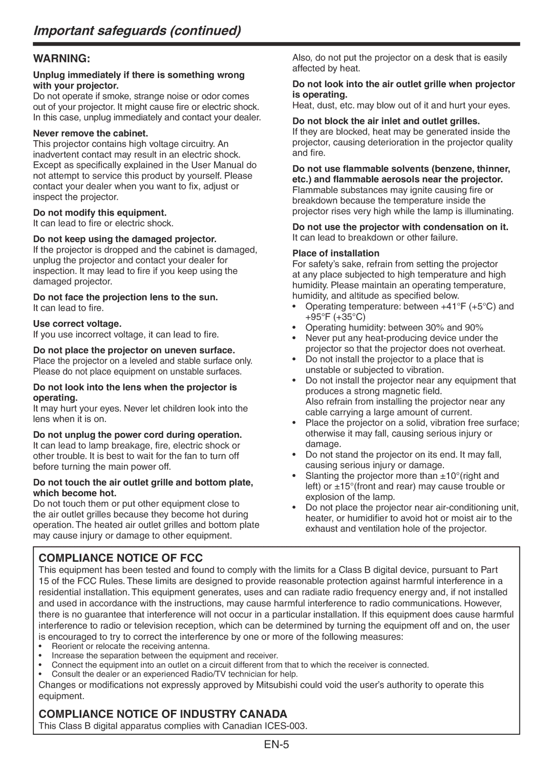 Mitsubishi Electronics HC3900 user manual Important safeguards 