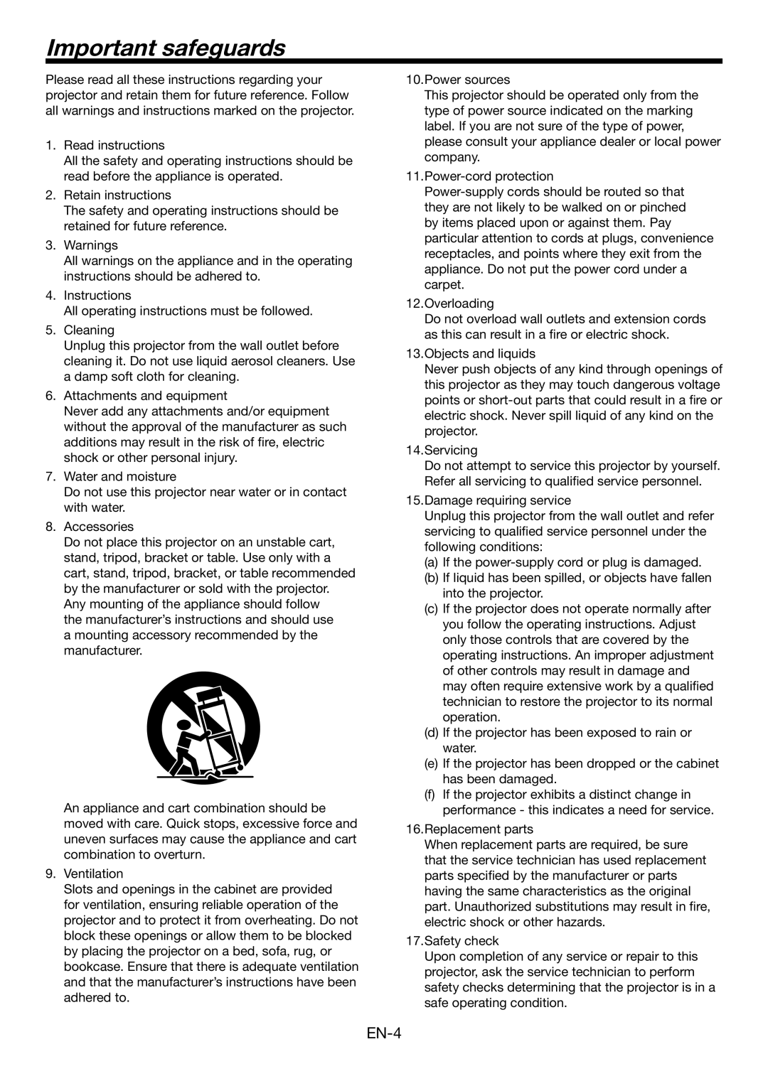 Mitsubishi Electronics HC4900 user manual Important safeguards 