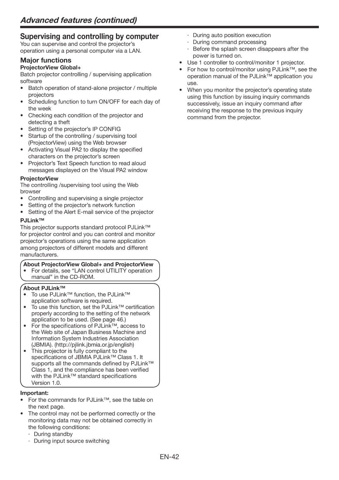 Mitsubishi Electronics HC7800DW user manual Advanced features, Major functions 