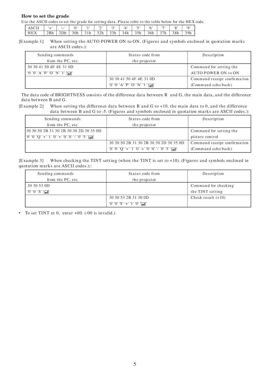 Mitsubishi Electronics HC900E manual To set Tint at 0, enter +00. -00 is invalid 