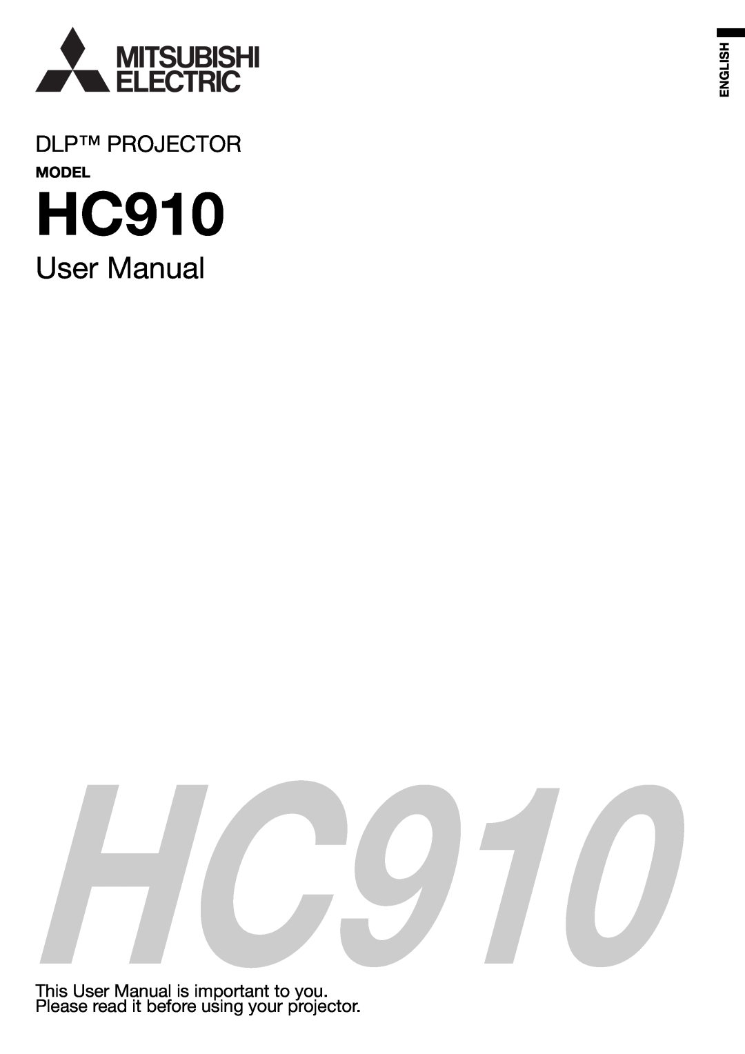 Mitsubishi Electronics HC910 user manual Model, User Manual, Dlp Projector, English 