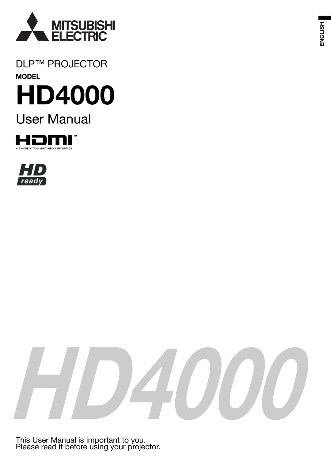 Mitsubishi Electronics HD4000 user manual 
