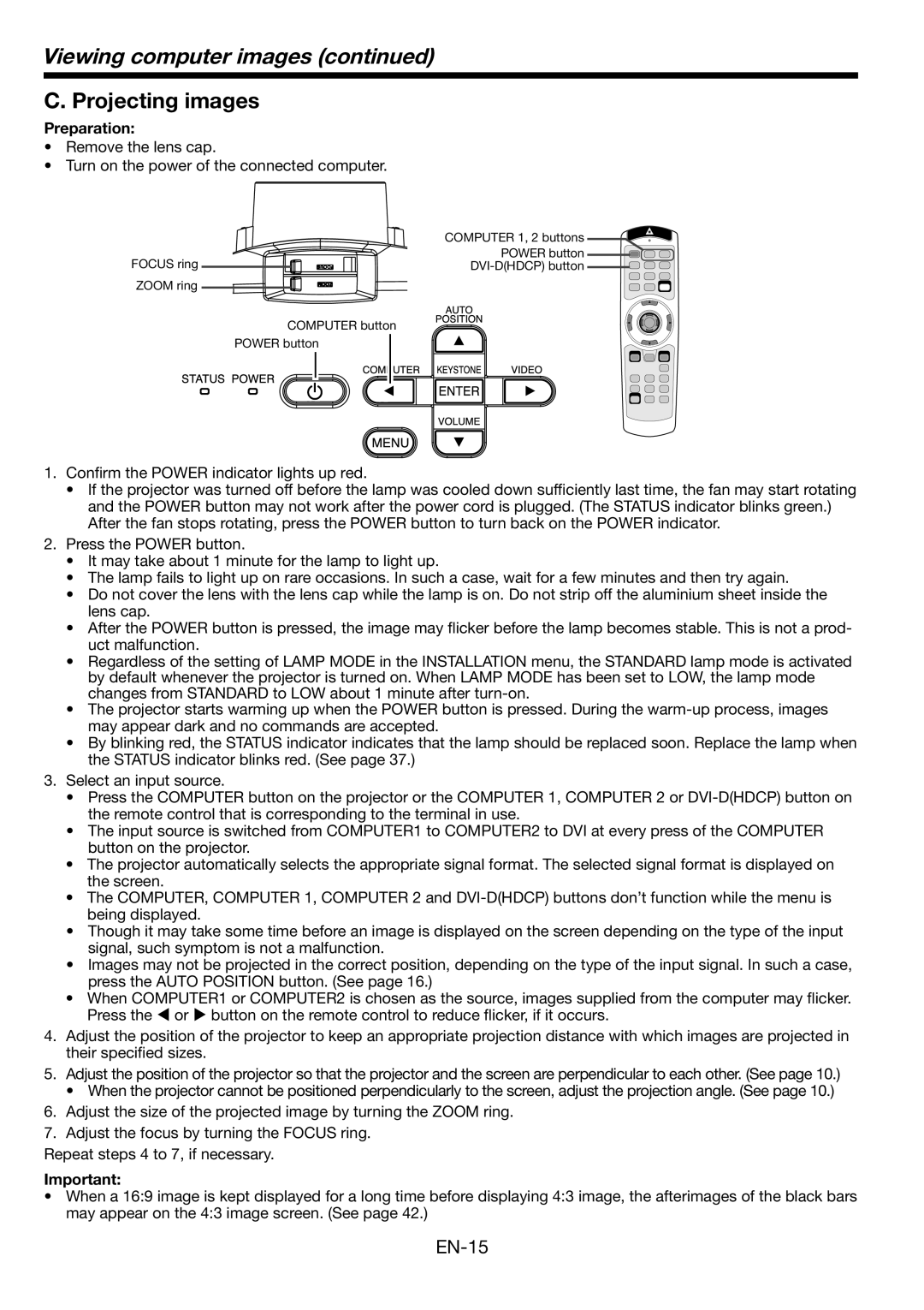 Mitsubishi Electronics HL2750U user manual Projecting images 