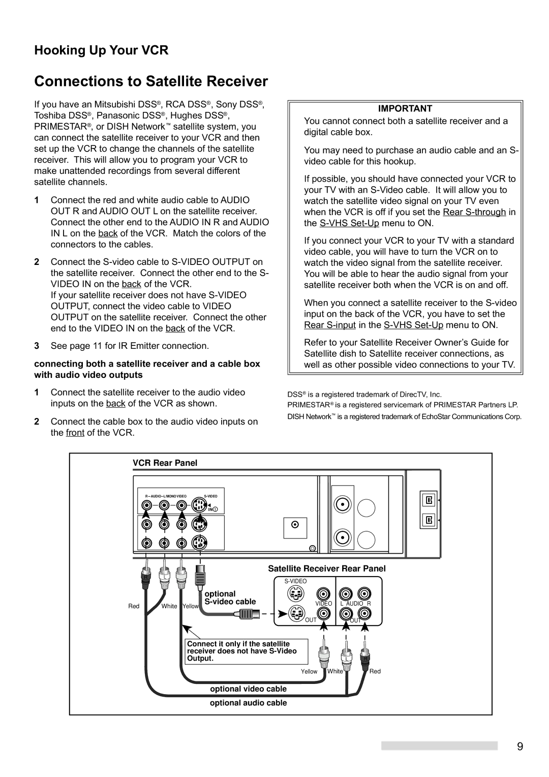 Mitsubishi Electronics HS-HD2000U manual Connections to Satellite Receiver, Optional 