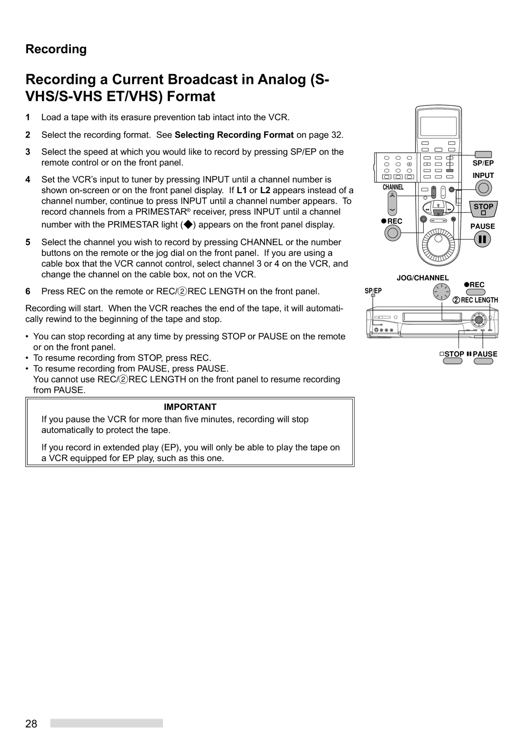 Mitsubishi Electronics HS-HD2000U manual SP/EP Input Channel 