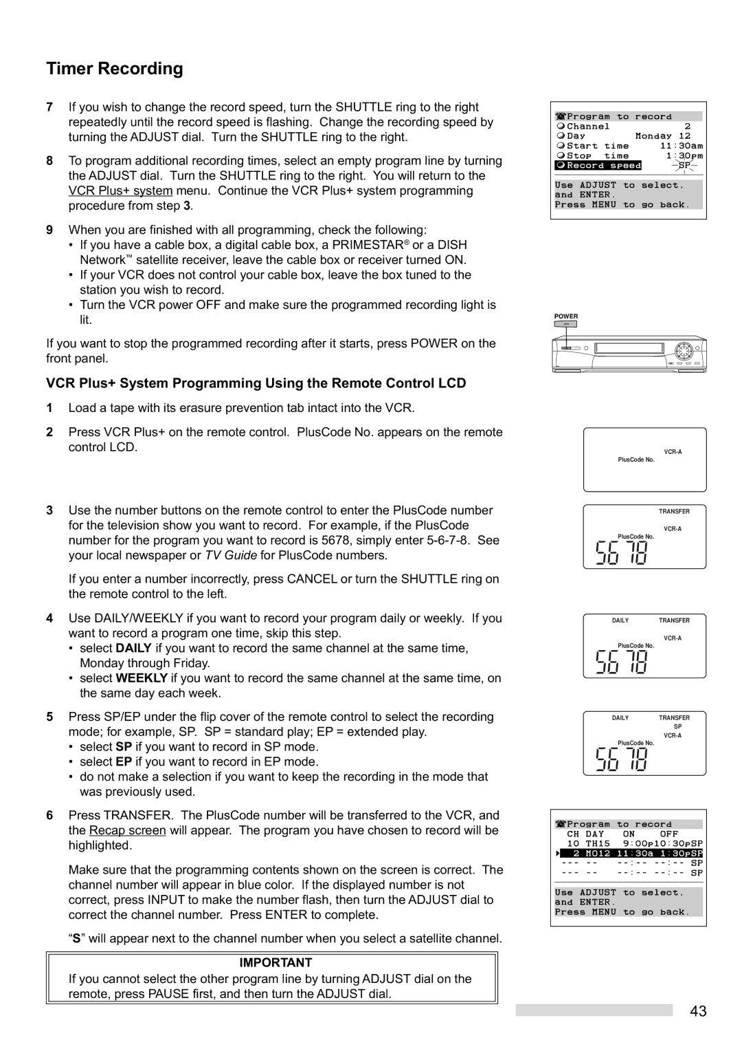 Mitsubishi Electronics HS-HD2000U manual VCR Plus+ System Programming Using the Remote Control LCD 