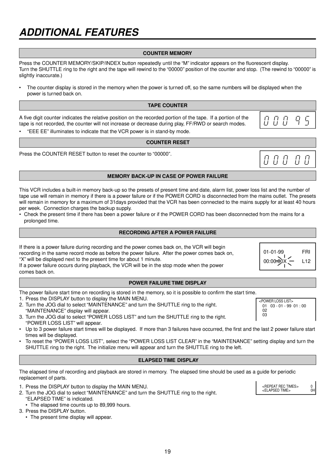 Mitsubishi Electronics HS-S8300E(BRS) operation manual Additional Features 