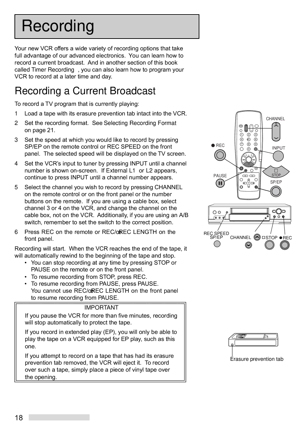 Mitsubishi Electronics HS-U748 manual Recording a Current Broadcast 