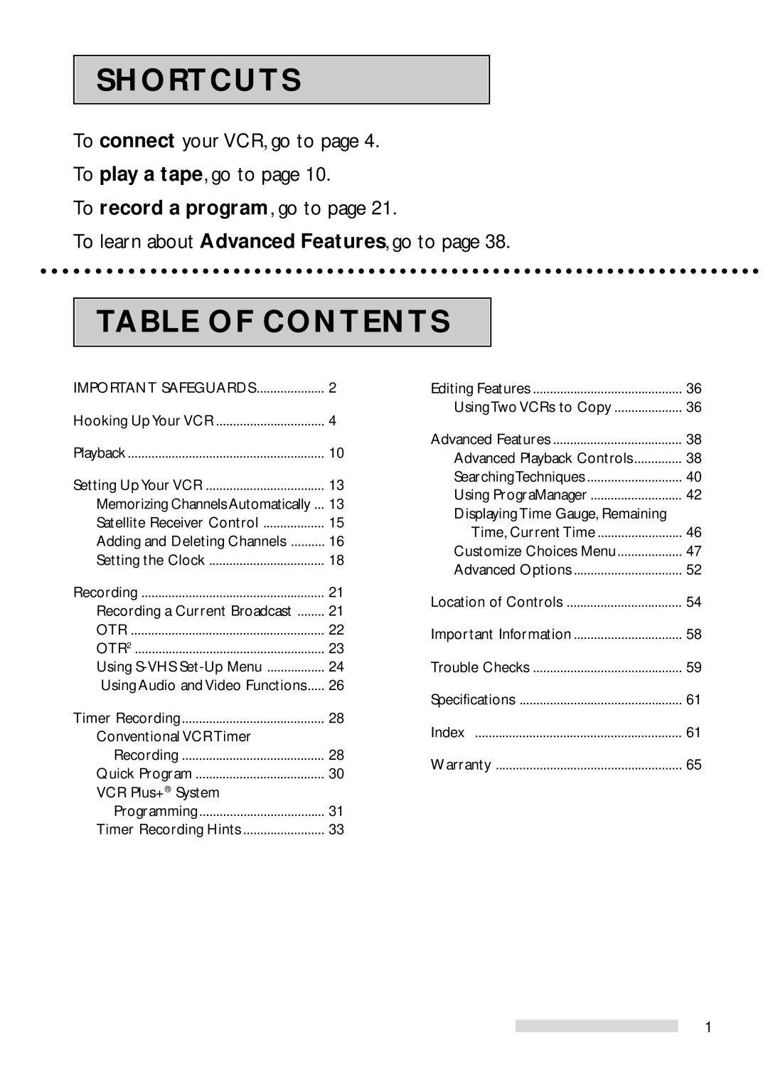 Mitsubishi Electronics HS-U778 manual Shortcuts 