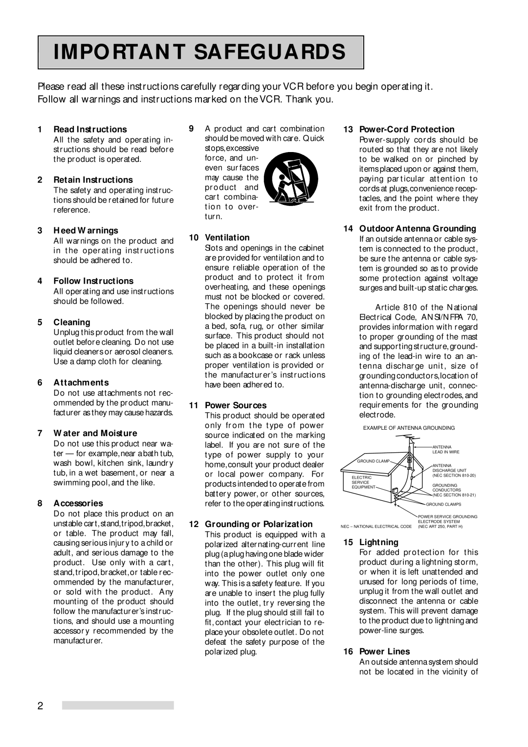 Mitsubishi Electronics HS-U778 manual Read Instructions, Retain Instructions, Heed Warnings, Follow Instructions, Cleaning 